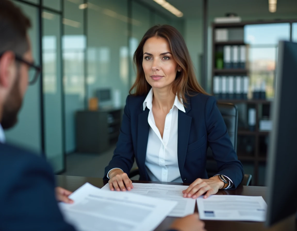 Femme en rendez-vous bancaire discutant des solutions de non-remboursement d'un Crédit Flex LCL avec un conseiller